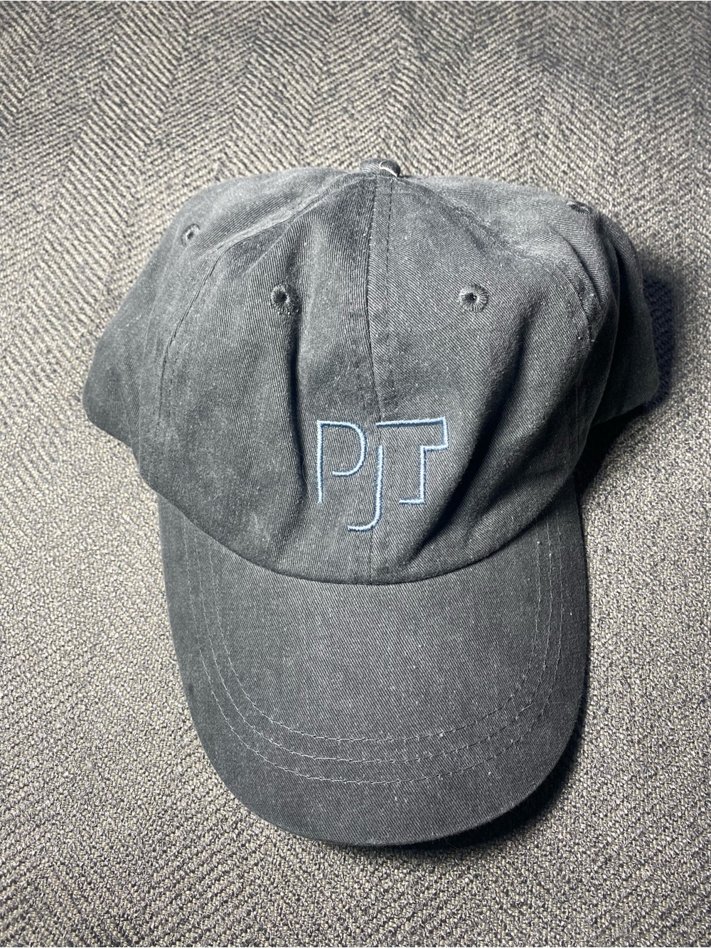 Adams Headwear PJT Logo Charcoal Grey Dad Hat Leather Strapback Adjustable